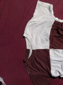 &#34;White &amp; Brown Wool Crop Top&#34;