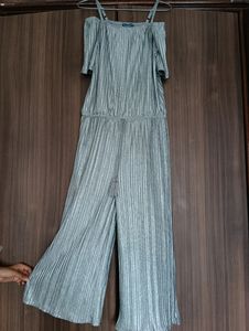 Fame Forever Party Wear Greyish Silver Jumpsuit
