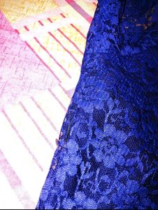 Elegant Blue Lace Midi Dress