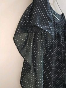 Flared Sleeves Crepe Kaftan Longline Top