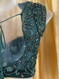 Green Bead &amp; Stone Work Like New Blouse
