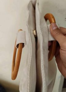 Canvas Handbag with Wooden Handles used only once