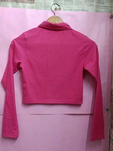 Pink Ribbed Crop Top
