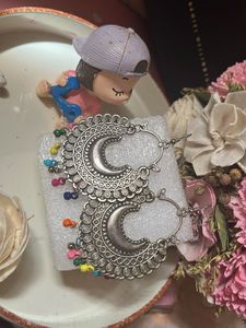 Boho Chic Silver Hoop Earrings