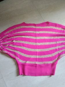 Top Pink  and Golden With Thread Work