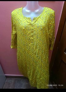 Xl Avaasa Yellow Printed Kurta