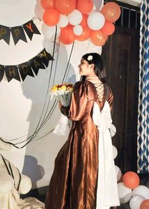 Birthday Slit Grand Gown - Personalized With Bow