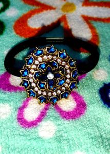 Vintage Blue Floral Hair Tie