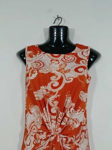Orange Printed Dress For Women&#39;s