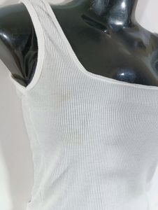 White Plain Casual Tank Crop Top (Women)