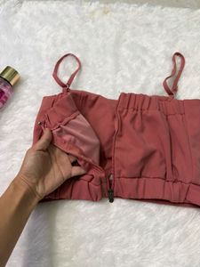 Chic Pink Tie-Up Crop Top🎀
