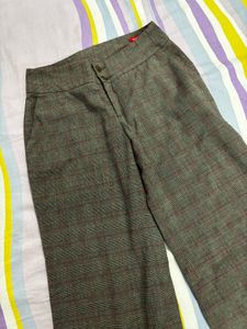 Vintage Plaid Wide Leg Trousers