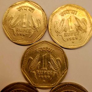 Rare 1987 To 1991 One Rupee Hyderabad Mint Set