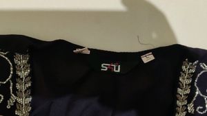 Wine Colour Crop Top With Skirt