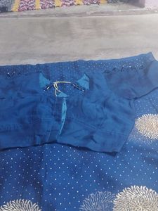 Blue &amp; Gold Embellished Fabric