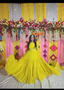 New.Yellow Tiered Ethnic Gown