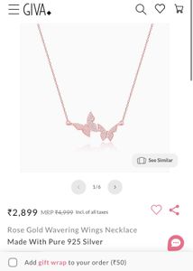 Giva Rose Gold Wavering Wings Necklace