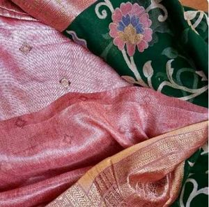 Banarasi Green &amp; Pink  Saree