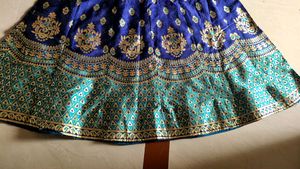 Blue &amp; Gold Embroidered Lehenga.
