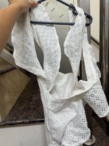 Schiffli Ruffle back crisscross Jumpsuit(b1g1)