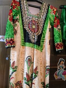 Printed velvet kurta set