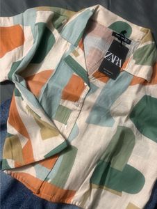 Zara Abstract Printed holiday Shirt