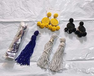 Combo Tassel Earrings On Studs/Clips, Beaded