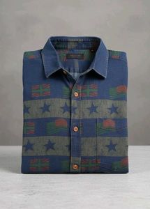 Stylish Blue Strips Jeans Shirt