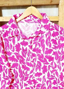 Meganta Colour Printed Cotton Shirt Size-42