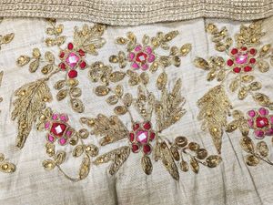 Off White Silk Lehenga With Pink Bandhani Dupatat