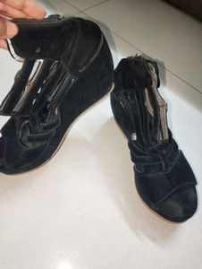 Black Velvet Wedges