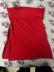 Red Long Hem Tube Top