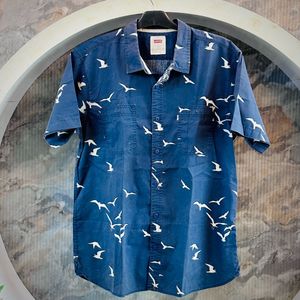 Blue Bird Print Shirt