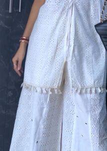 White Schiffli Cotton Coord Set 3 Piece- Unused