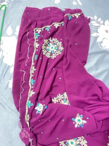 Purple Embellished Saree