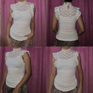 Lace Y2k Fitted Printeresty Top