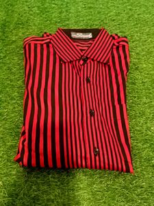 Red & Black Striped Button-Down Shirt