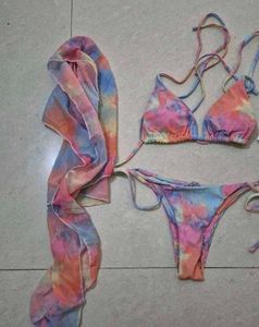 3pc String Tie-dye Bikini Set