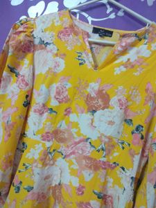 Yellow Floral Print Dress