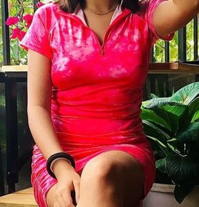 Pink Tie-Dye Short Sporty Dress