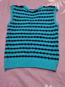Blue Striped Knitted Vest