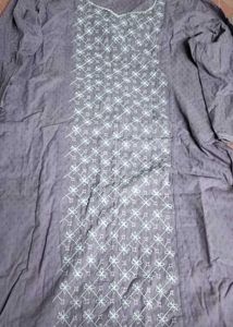 Embroidered Gray Tunic Top