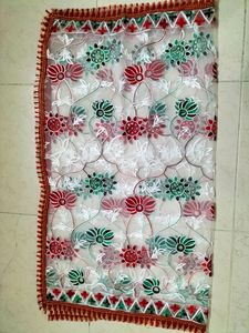 Beautiful White Net Dupatta With Embroidery