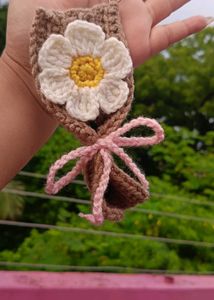 Crochet Daisy Flower Bouquet Keychain