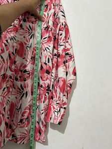 Yazwee Pink Flower Printed Shirt