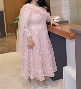Embroidered Anarkali Kurta With Trousers &amp; Dupatta