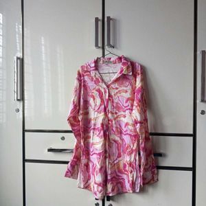 Pink Abstract Print Button-Down Shirt
