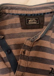 Mufti Striped Long Sleeve Polo Shirt