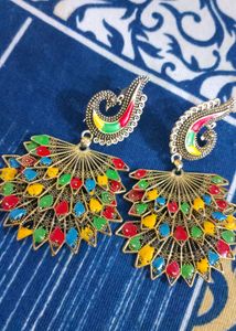 Colorful Peacock Earrings