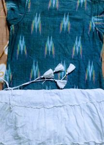 Elegant Printed Kurta And White Skirt